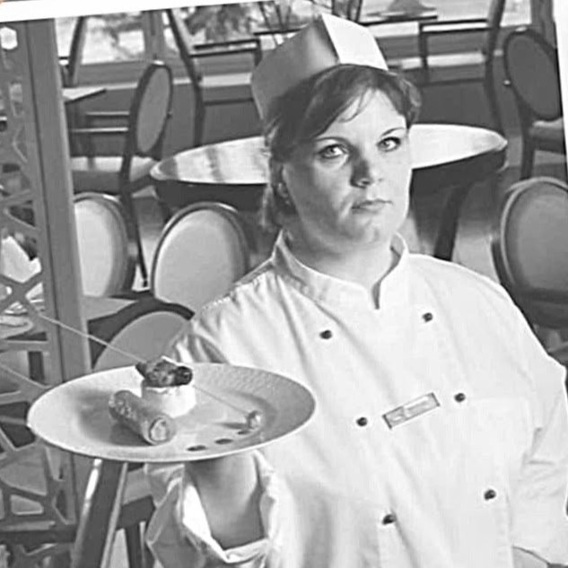 Chef Maria Draghici in her chef uniform