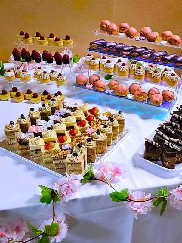 Elegant dessert table arranged for a celebration